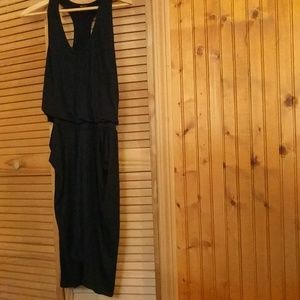L.A. Made Black Cotton Knee Length Halter Dress -s